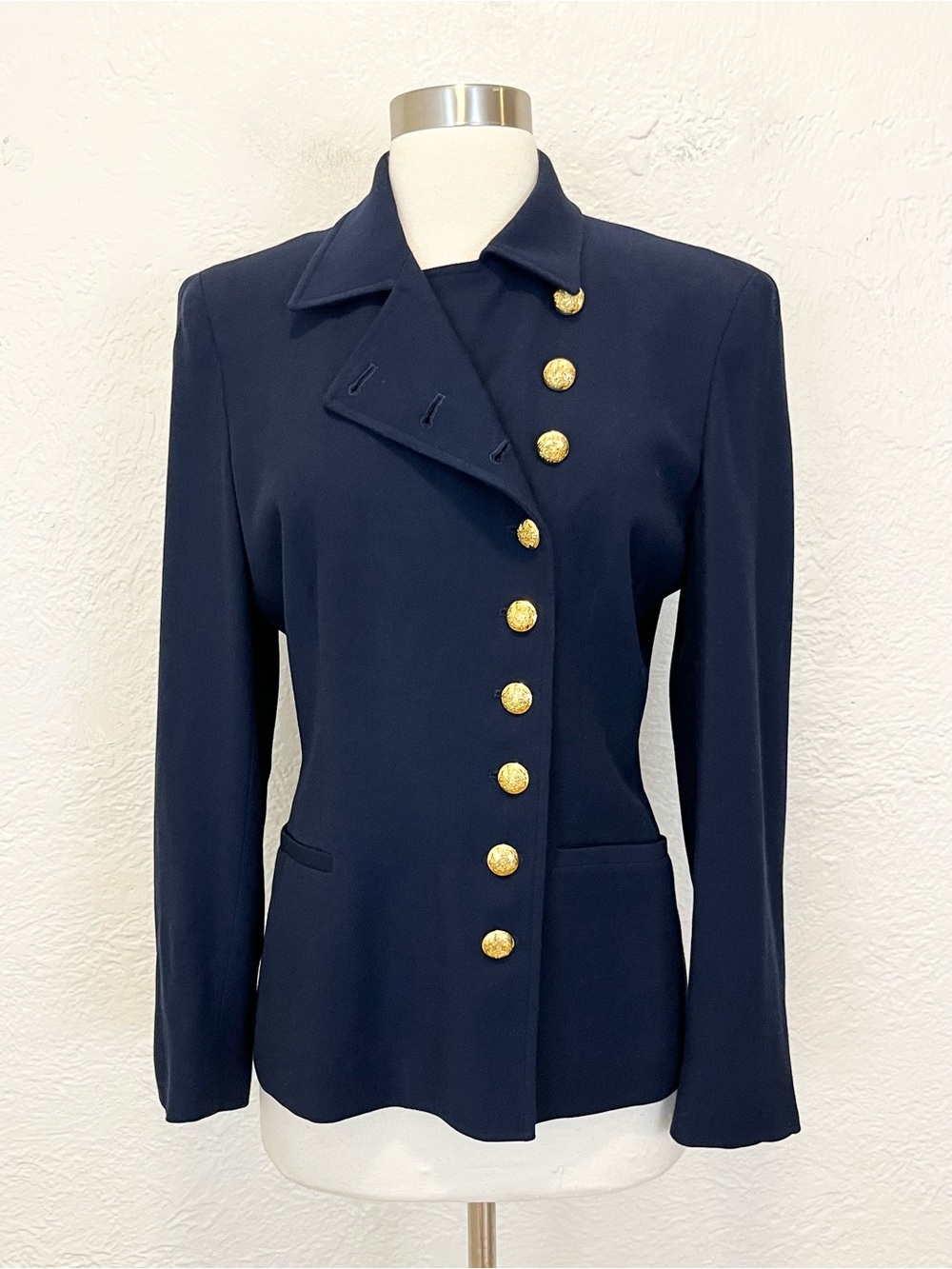 Vintage Lauren Ralph Lauren Blazer Jacket Military Napoleon Navy Blue 4
